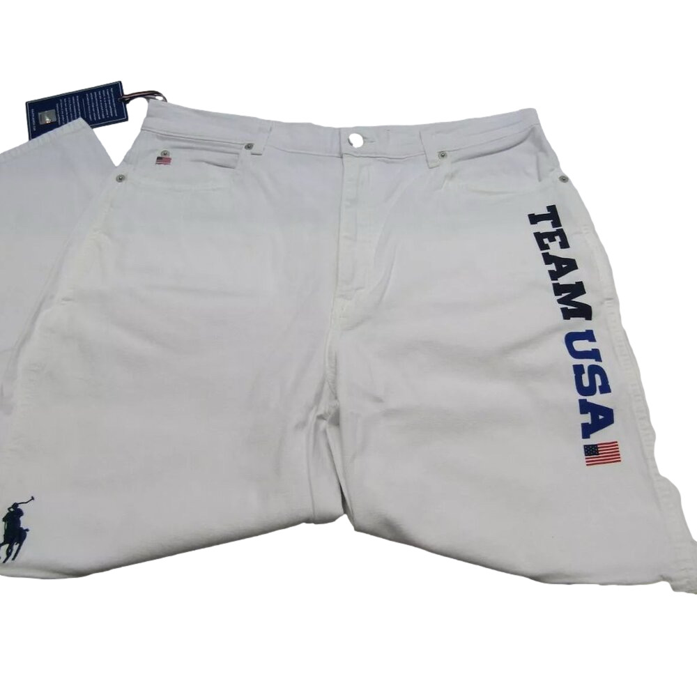 NEW POLO RALPH LAUREN Womens Jean White Size 12 Team USA Closing Ceremony Cotton